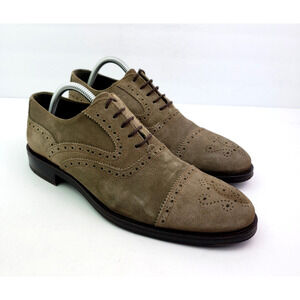 Crosby Square Tanger Mens Size 8.5 Brown Suede Formal Cap Toe Oxford Shoes